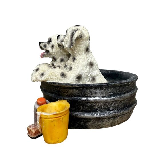 Vintage Dalmatian Puppies in Tub Collectible Figurine Resin 3” - Picture 7 of 8